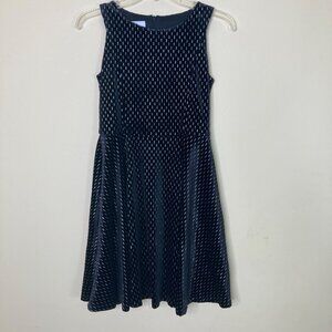 Belle Badgley Mischka Black Velvet Silver Pattern Sleeveless Dress Size 16